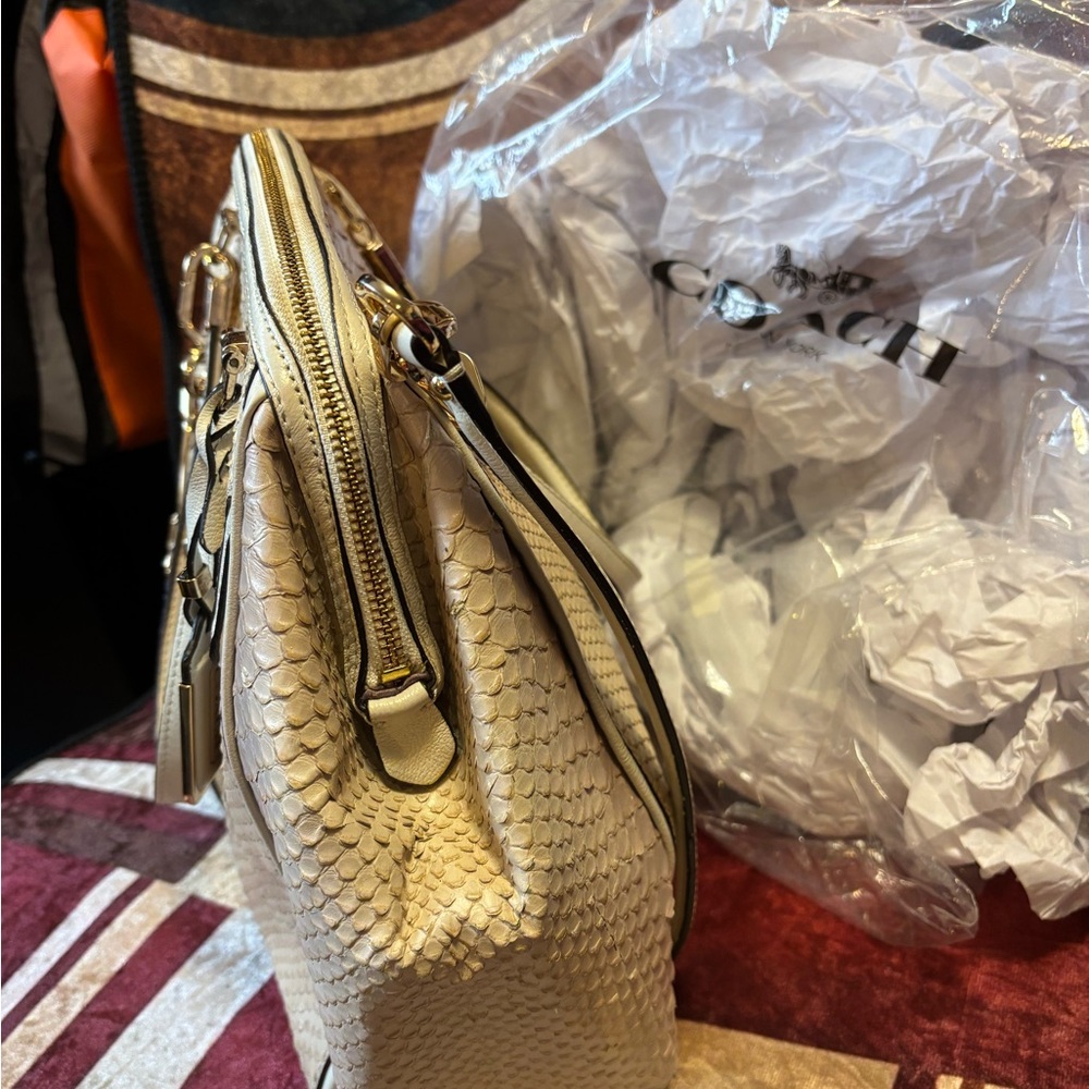 Coach Madison Pinnacle Python Embossed Dome Satch… - image 6